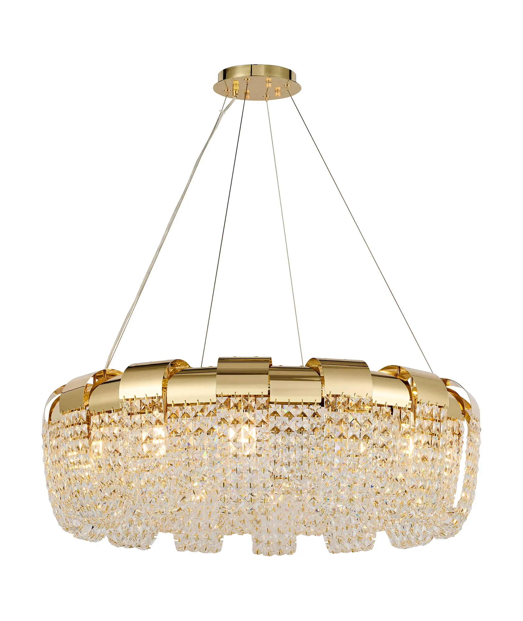Kalani Crystal Ceiling Lights Diyas Ringed & Square Crystal Fittings